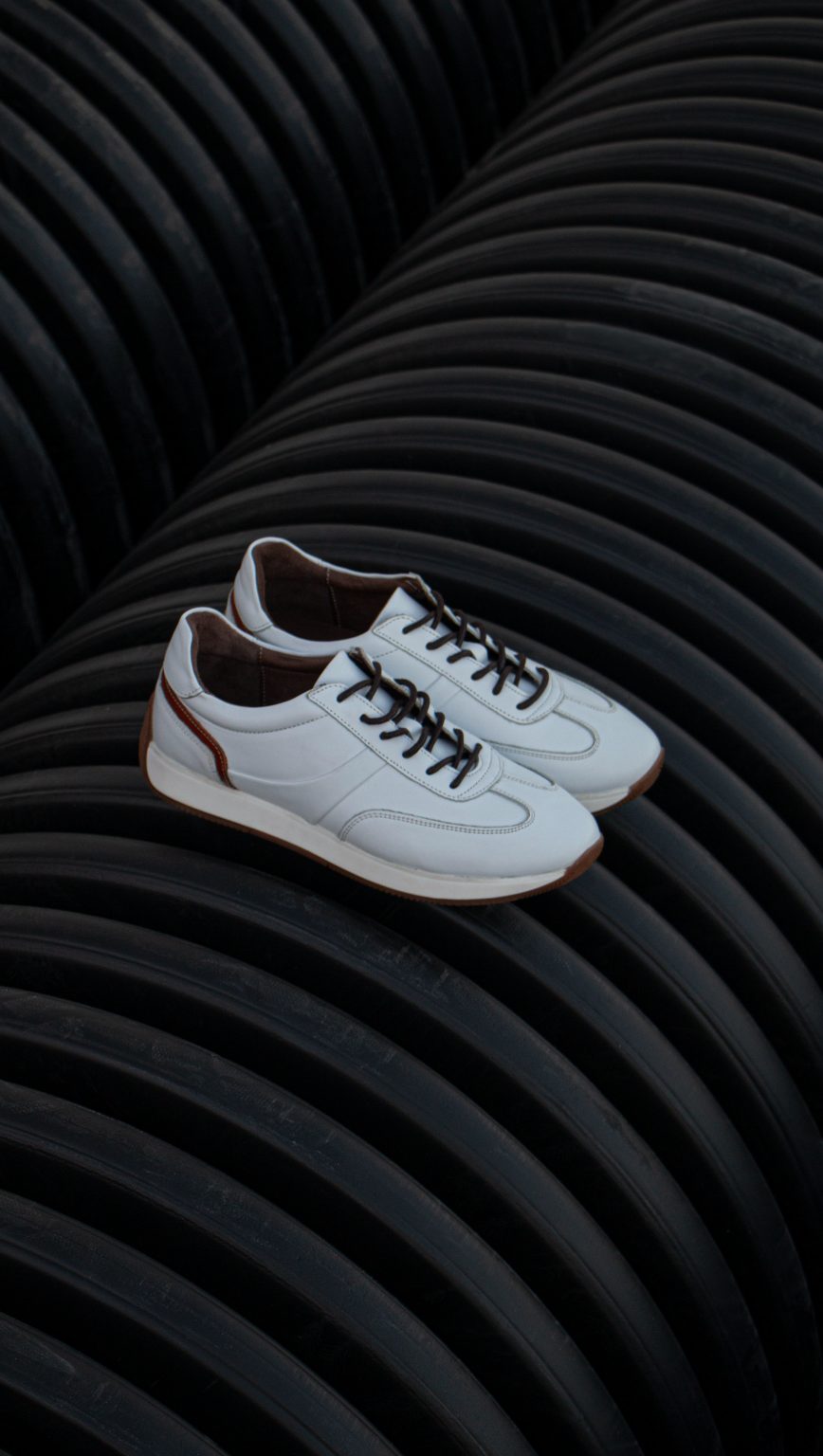 sport leather shoes in a simple background