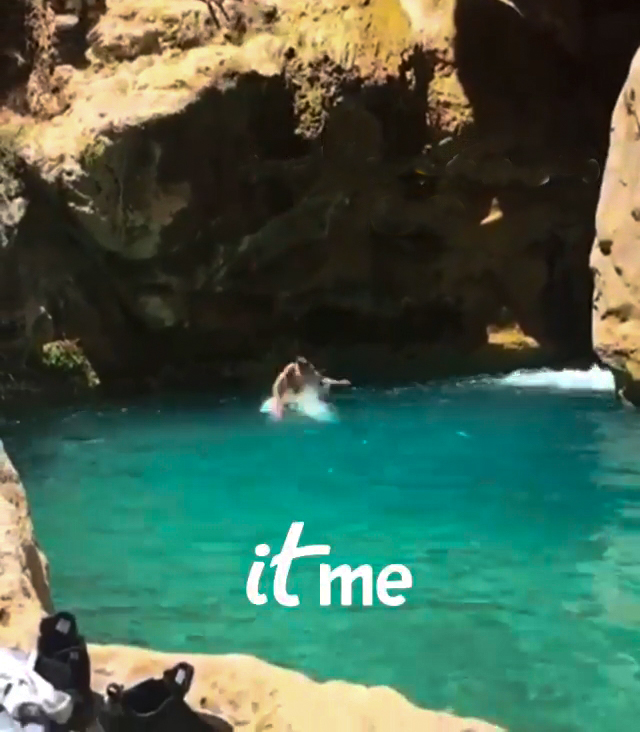 jump to the mineral water